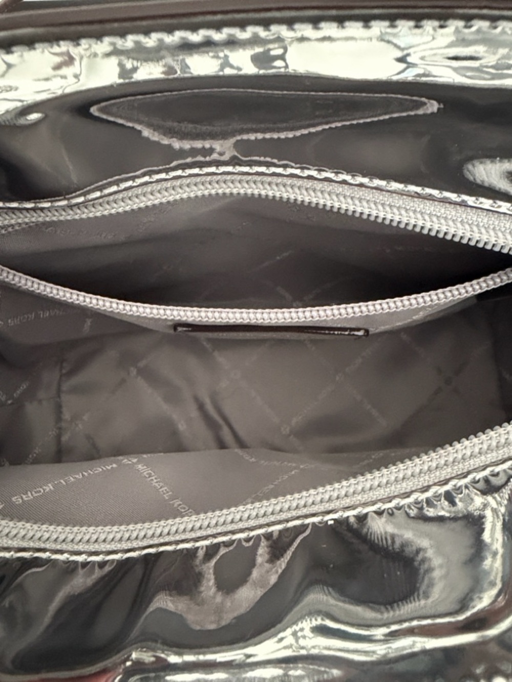 MICHAEL KORS Jet Set Extra Small Metallic Silver Embossed Tote - Picture 8 of 16